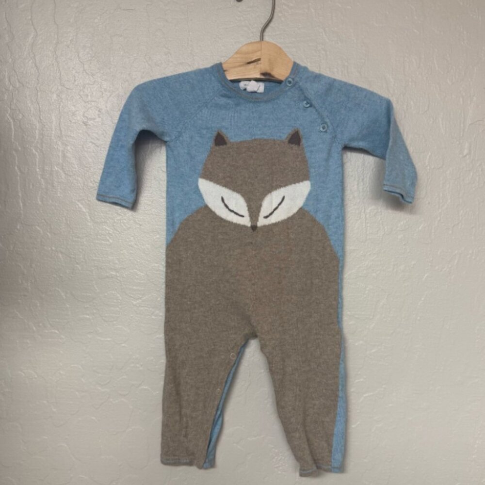 $18 ADD ON angel dear fox graphic sweater romper 6-12M Zara‎ Hanna Andersson
